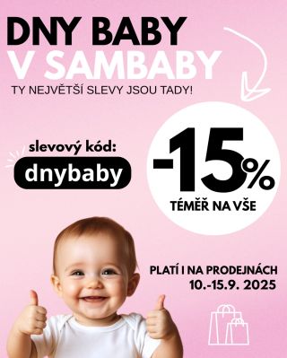 🎉 JE TO TADY! NEJVĚTŠÍ SLEVY ROKU PRÁVĚ ZAČALY! 🎉 Sleva -15 % na téměř vše – přesně na tohle jste čekali! Dny Baby v...